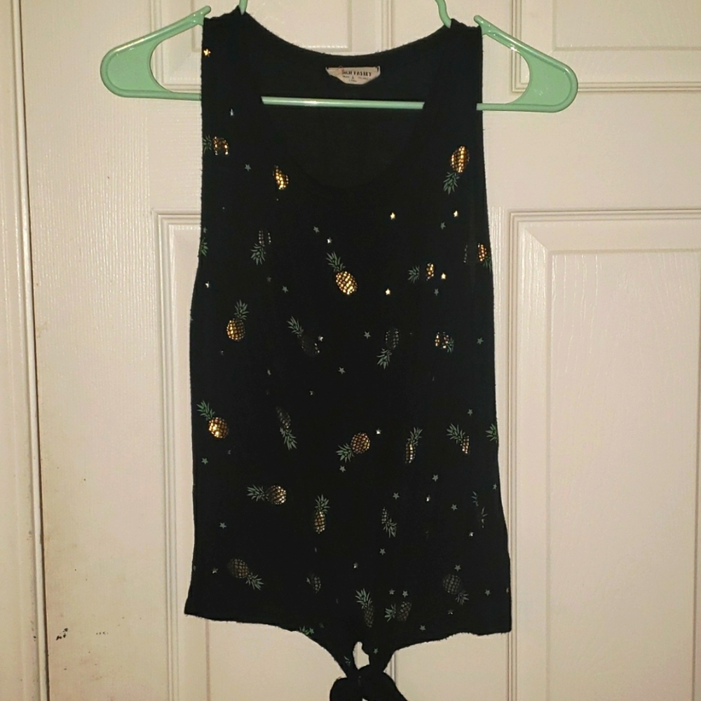 French Pastry Pineapple Reflective Crop Tank Top
